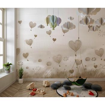 Çocuk odası Duvar Kağıdı , Krem Bej Balonlar Duvar Kağıdı