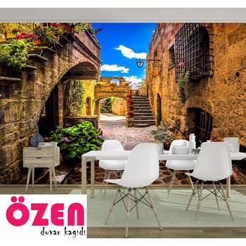 3 Boyutlu Derin Taş Sokak Manzarası