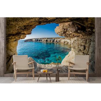 3 Boyutlu Derinlik Mağara Deniz Manzarası Duvar Kağıdı