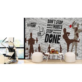 3 Boyutlu Taş Duvar Spor Salonu Temalı Duvar Kağıdı