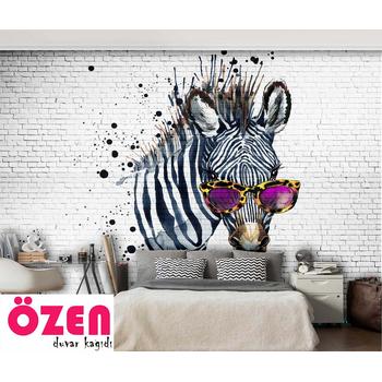 3 Boyutlu Taş Duvar Zebra Duvar Kağıdı