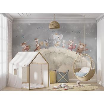 Ay üzerinde Müzik çalak sevimli hayvanlar