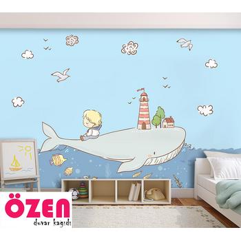 Balina Üzerinde Oturan Çocuk Duvar Kağıdı