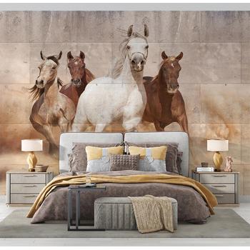 Beton Zemin Koşan Atlar Duvar Kağıdı