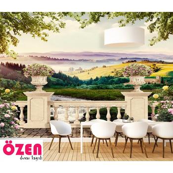 Çiçekli Balkondan Mükemmel Manzara Duvar Kağıdı