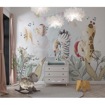 Çocuk Odası Duvar Kağıdı Müzik Çalan Sevimli Hayvanlar