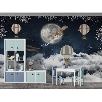 Çocuk odası Duvar Kağıdı , Ay üzerinde Balonlar ve uçaklar Duvar Kağıdı
