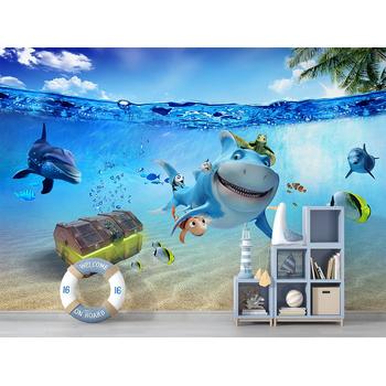 Deniz Altındaki Sevimli Balıklar Çocuk Odası Duvar Kağıdı
