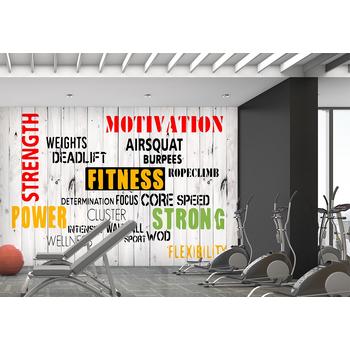 Fitness Spor Salonu Renkli Yazılı Duvar Kağıdı
