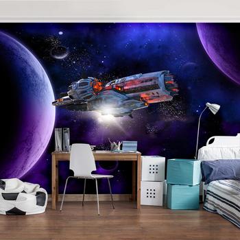 Galaksi ve Uzay Gemisi Çocuk Odası Duvar Kağıdı