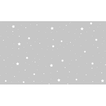 Gri Zemin Üzerinde Beyaz Yıldızlar Çocuk Odası Duvar Kağıdı 300x200 CM