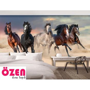 Kum Üzerinde Koşan Yarış Atları Duvar Kağıdı