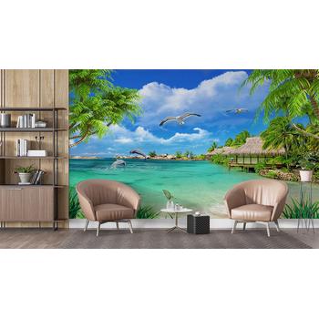 Muhteşem Tropikal Deniz Kenarı Manzarası Duvar Kağıdı