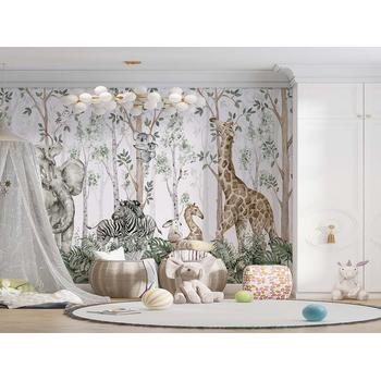 Ormanda Ağaçlar Arasında Sevimli Hayvanlar Duvar Kağıdı