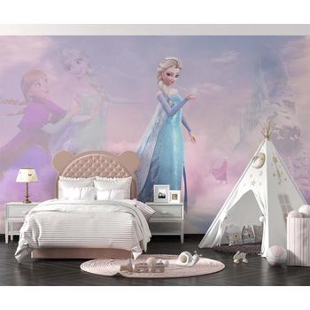 Renkli Bulutlar Arasında Elsa Kız Çocuk Odası Duvar Kağıdı