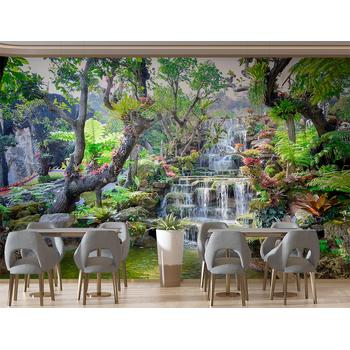 Çiçekler Arasında Mükemmel Şelale Duvar Kağıdı