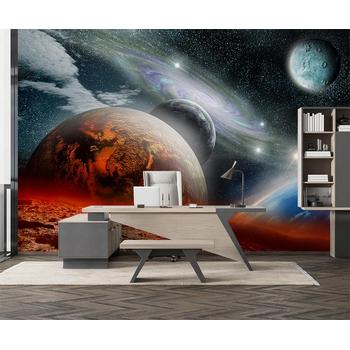 Renkli Galaksi Gezegenler Çocuk Genç Odası Duvar Kağıdı