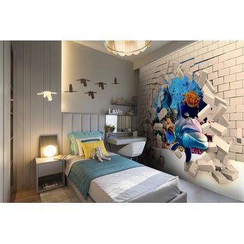 Sevimli Balıklar Denizaltında 3 Boyutlu Çocuk Odası Duvar Kağıdı