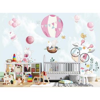 Sevimli Tavşanlar ve Zürafa Çocuk Odası Duvar Kağıdı