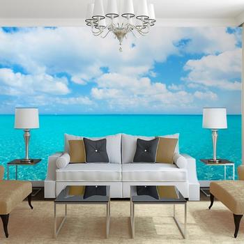 Tropikal Deniz ve Bulutlar Doğa Manzara Duvar Kağıdı