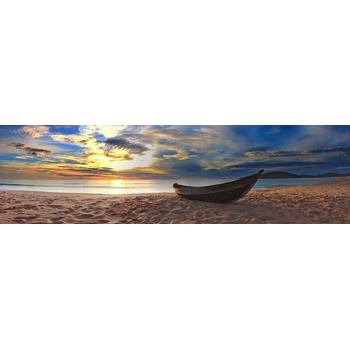 Tropikal Sahil ve Tekne Duvar Kağıdı Panoramik