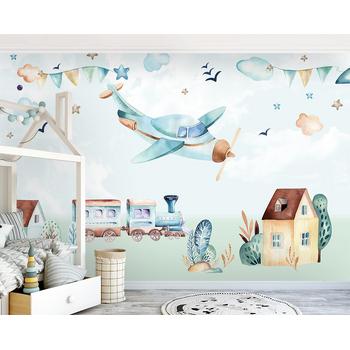 Uçak ve Tren Çocuk Odası Duvar Kağıdı