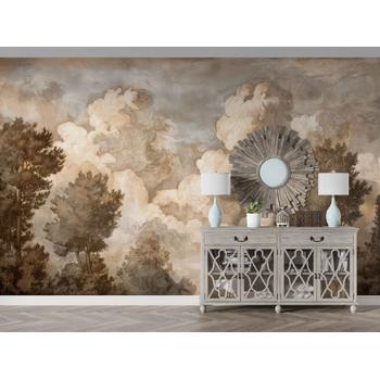 Antik Ağaçlar ve Bulutlar Manzara Duvar Kağıdı
