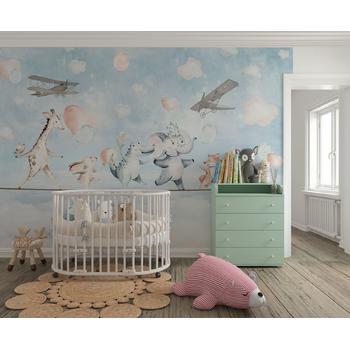 Çocuk Odası Duvar Kağıdı ip Üzerinde Hayvanlar