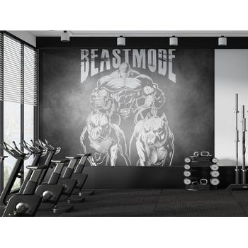 GYM Duvar Kağıdı , Köpek Gezdiren Kaslı Adam Spor Salonu Duvar Kağıdı