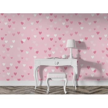 Kız Çocuk ve Bebek Odası Duvar Kağıdı Renkli Kalpler