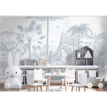 Monokrom Tropikal Ağaçlar Çocuk Odası Duvar Kağıdı Modeli