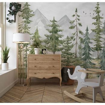 Son Moda Çocuk Duvar Kağıdı Modelleri Ağaçlar ve Dağlar