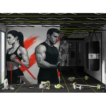 Spor Salonları için Çizim tarz Duvar Kağıdı