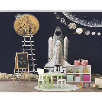 Uzay Gemisi , Ay ve Gezegenler Çocuk Odası Duvar Kağıdı