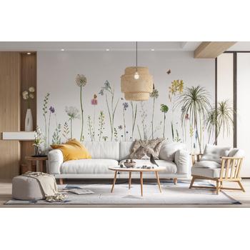 Uzun Renkli Çiçekler Duvar Kağıdı