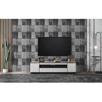 3 Boyutlu Siyah Beyaz Ahşap Kareler Duvar Kağıdı 5 m² Rulo 