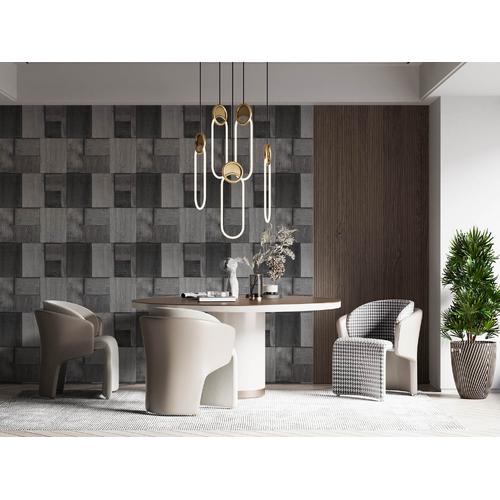 3 Boyutlu Siyah Beyaz Ahşap Kareler Duvar Kağıdı 5 m² Rulo 