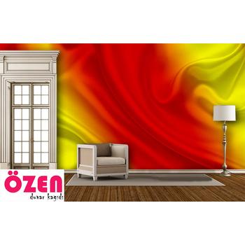 3D Boyutlu Sarı Kırmızı Duvar Kağıdı