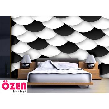 3D Taraftar Duvar Kağıdı Siyah-Beyaz
