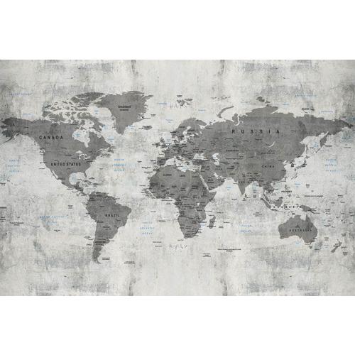 Beton Zemin Dünya Haritası Duvar Kağıdı 250 X 170 CM