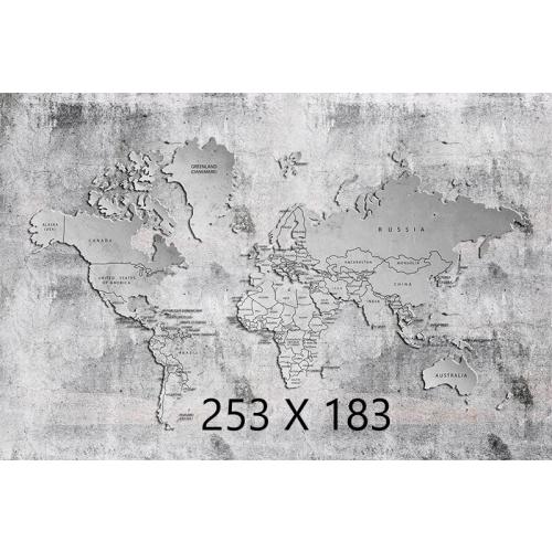 Beton Zemin Kabartma Dünya Haritası Duvar Kağıdı  253 X 183 cm
