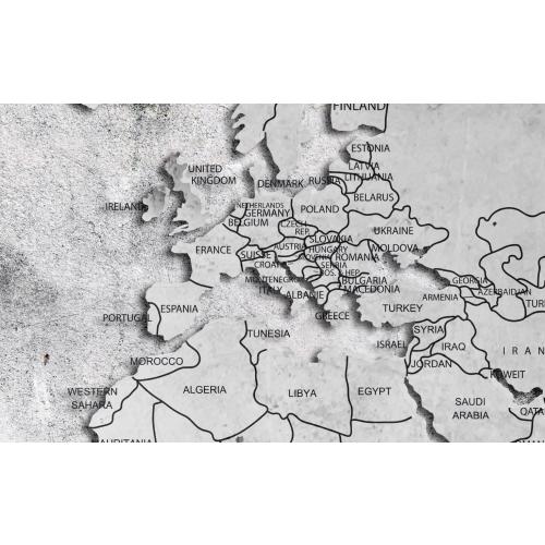 Beton Zemin Kabartma Dünya Haritası Duvar Kağıdı  253 X 183 cm