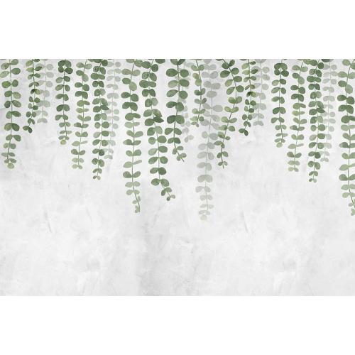 Beton Zemin üzerinde Yapraklar Duvar Kağıdı  200 X 130 cm
