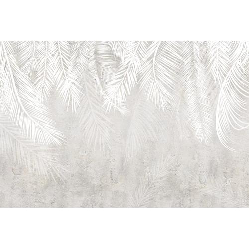 Beyaz Tropikal Yapraklar Duvar Kağıdı 350 X 220 CM