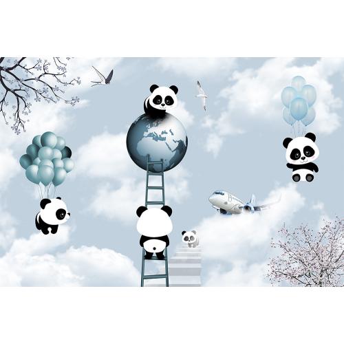 Gökyüzündeki Sevimli Pandalar Çocuk Odası  200 X 130 cm