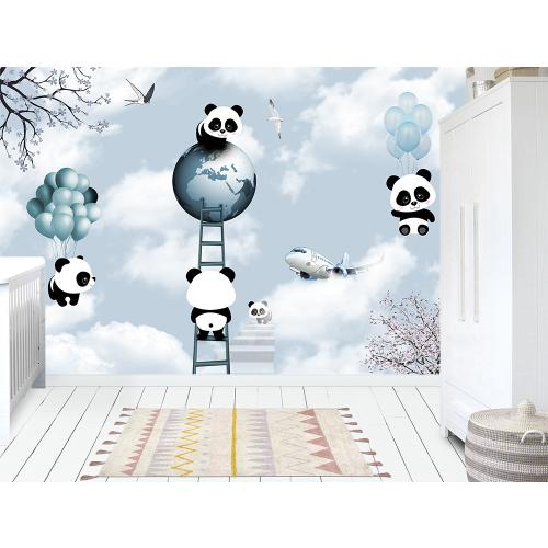 Gökyüzündeki Sevimli Pandalar Çocuk Odası  200 X 130 cm
