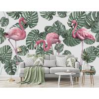 Tropikal Yapraklar ve Pembe Flamingolar Duvar Kağıdı 